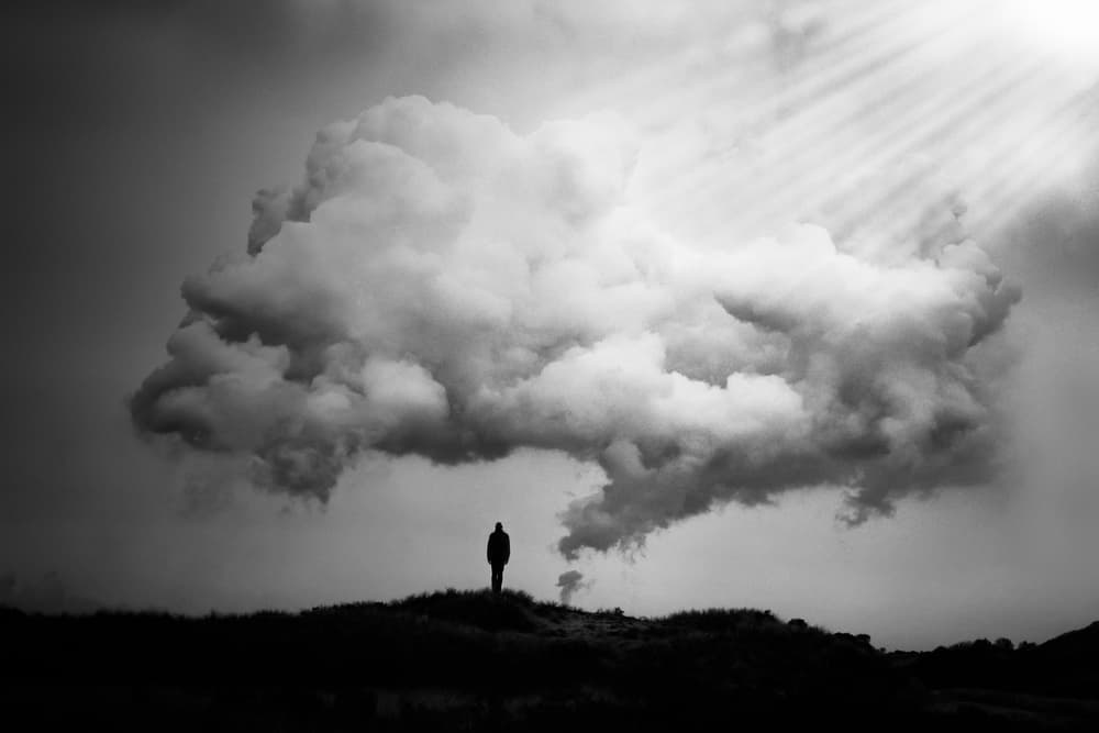 Solitary Man Under Cloud by Mirjam Delrue — canvas wall art