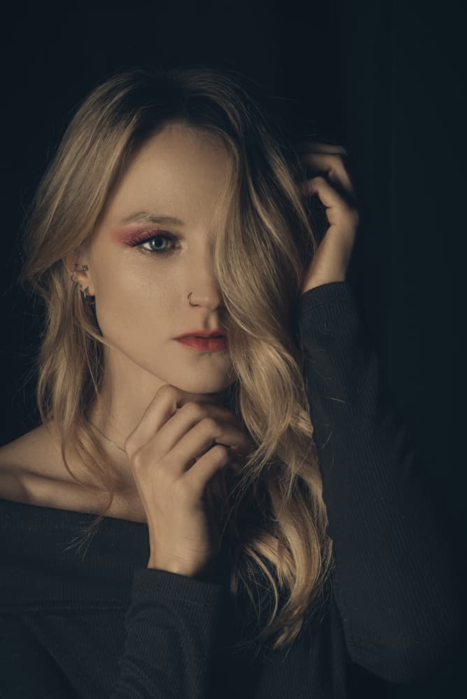 Mysterious Blonde Portrait by Dariusz Budyta — canvas wall art