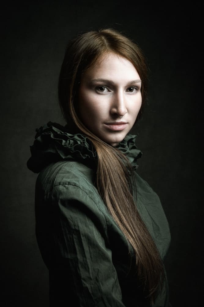 Elegant Dark Portrait by Ruth Franke — canvas wall art