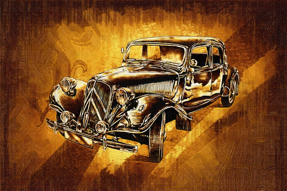 Golden Classic Car by Rafal Kulik — canvas wall art