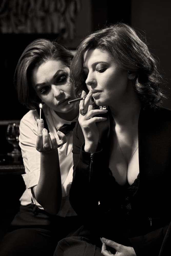 Elegant Smoking Duo by Photographer — canvas wall art