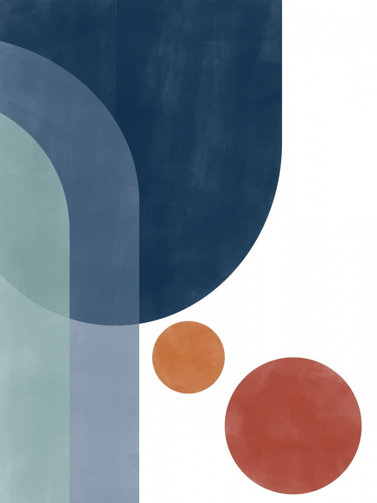 Geometric Blue Orange Abstract by Elena Ristova — canvas wall art