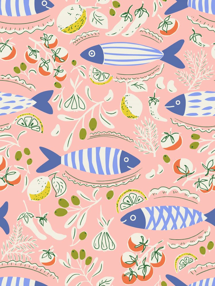 Whimsical Mediterranean Fish by Annick — canvas wall art