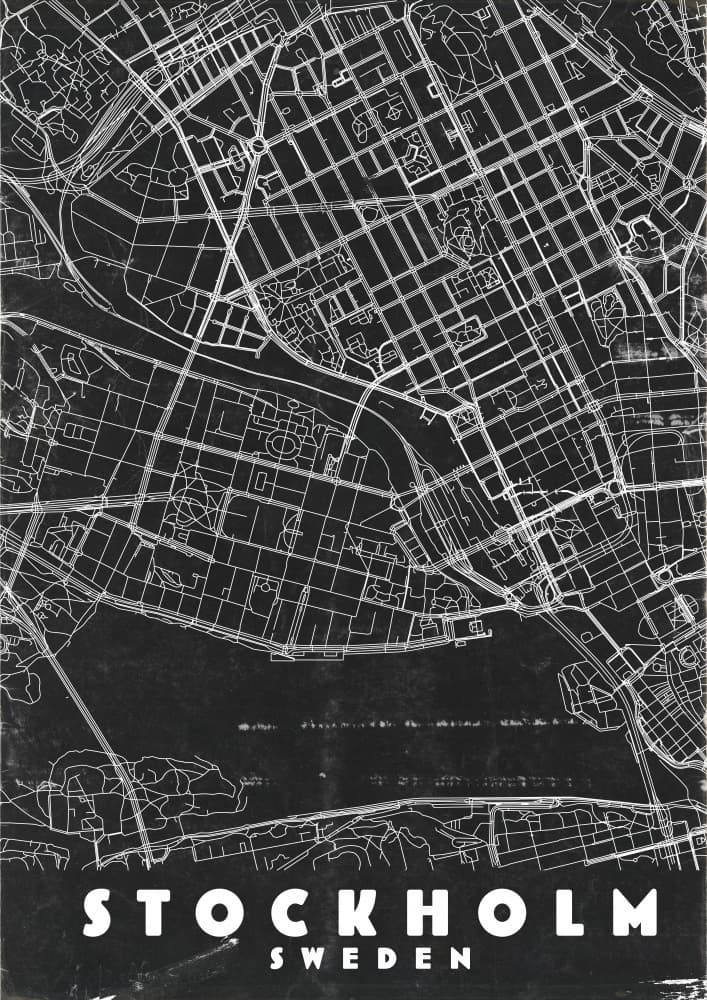 Minimalist Stockholm Map by Nicholas — canvas wall art
