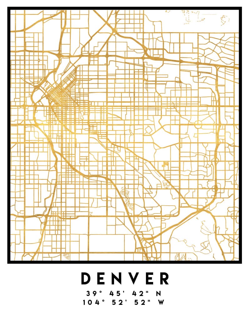 Golden Denver Map by Emiliano Deificus — canvas wall art
