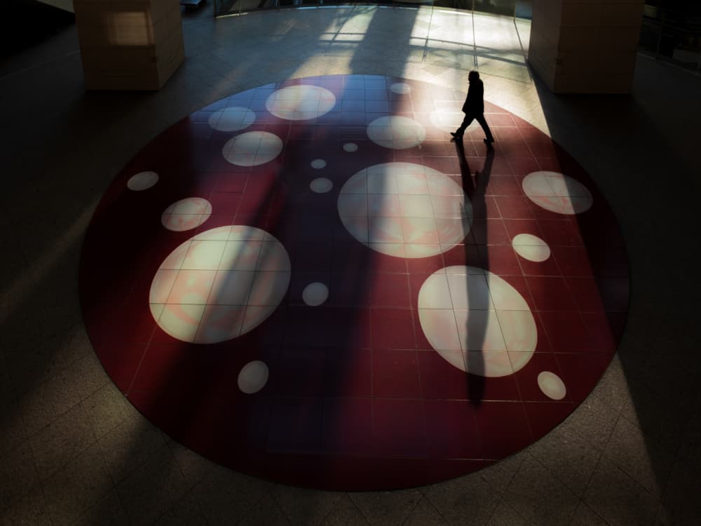 Walking Red Circles by Yohei Kawashima — canvas wall art