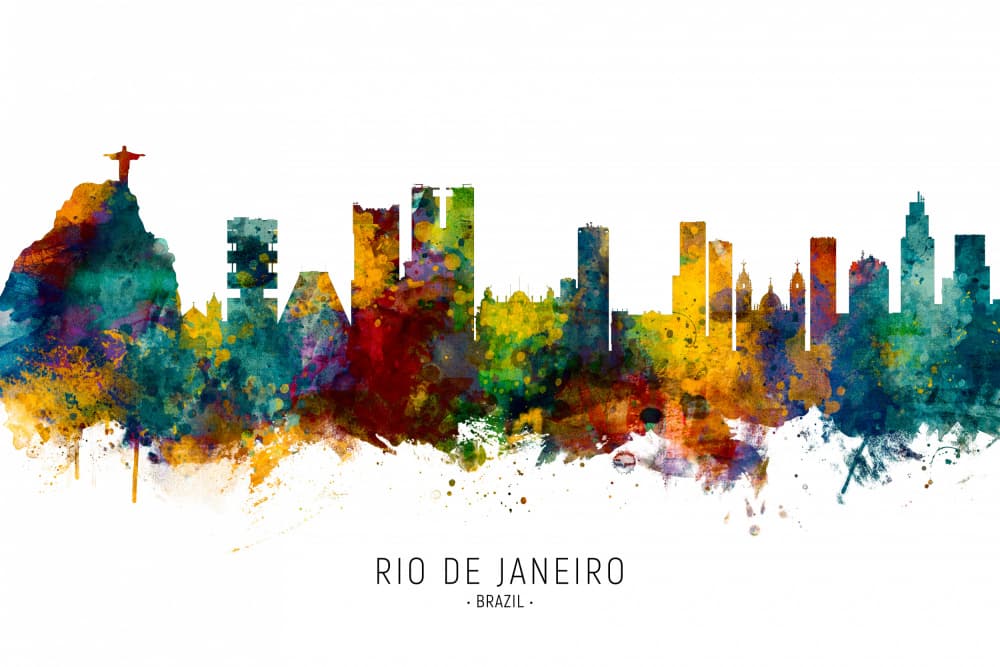Colorful Rio de Janeiro Skyline by Michael Tompsett — canvas wall art