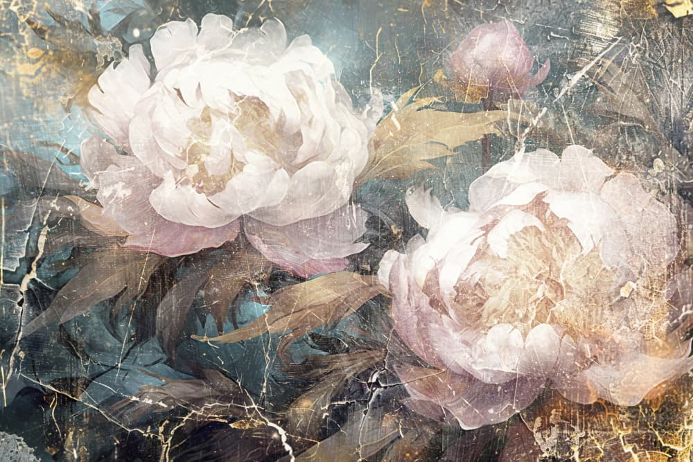 Distressed Peony Romance by Rafal Kulik — canvas wall art