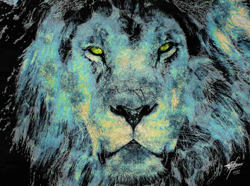 Majestic Blue Lion by Osvaldo Russo — canvas wall art