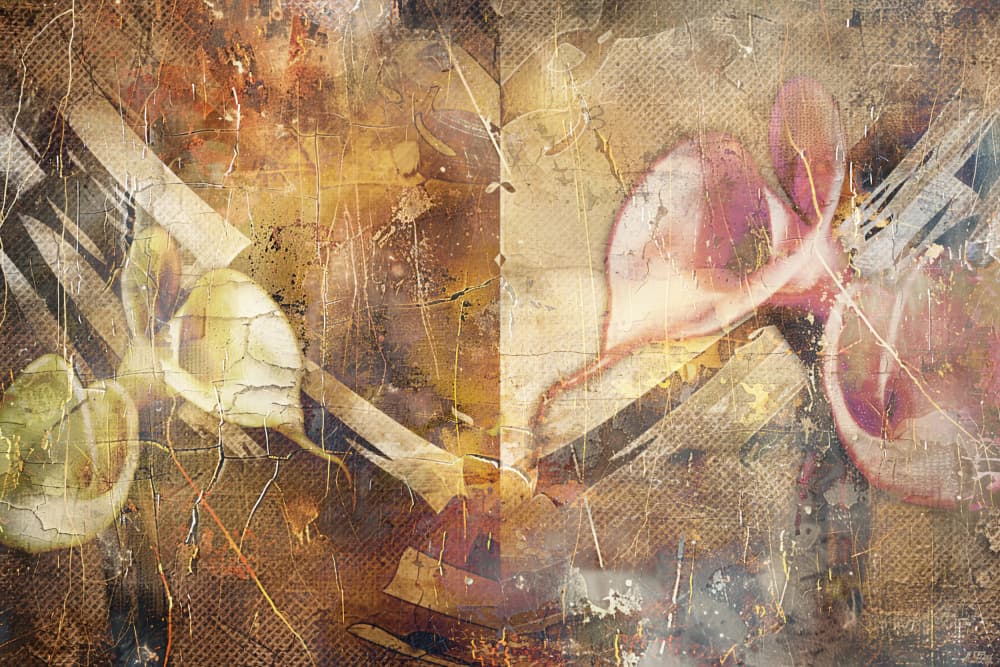 Golden Abstract Blooms by Rafal Kulik — canvas wall art