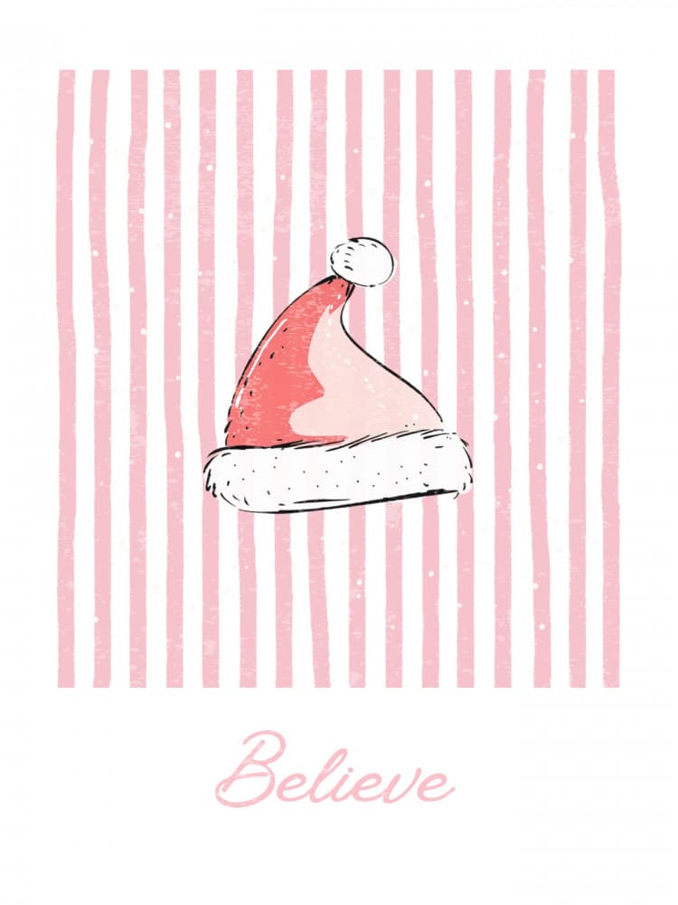 Believe Pink Santa Hat by Jolly and Dash — canvas wall art