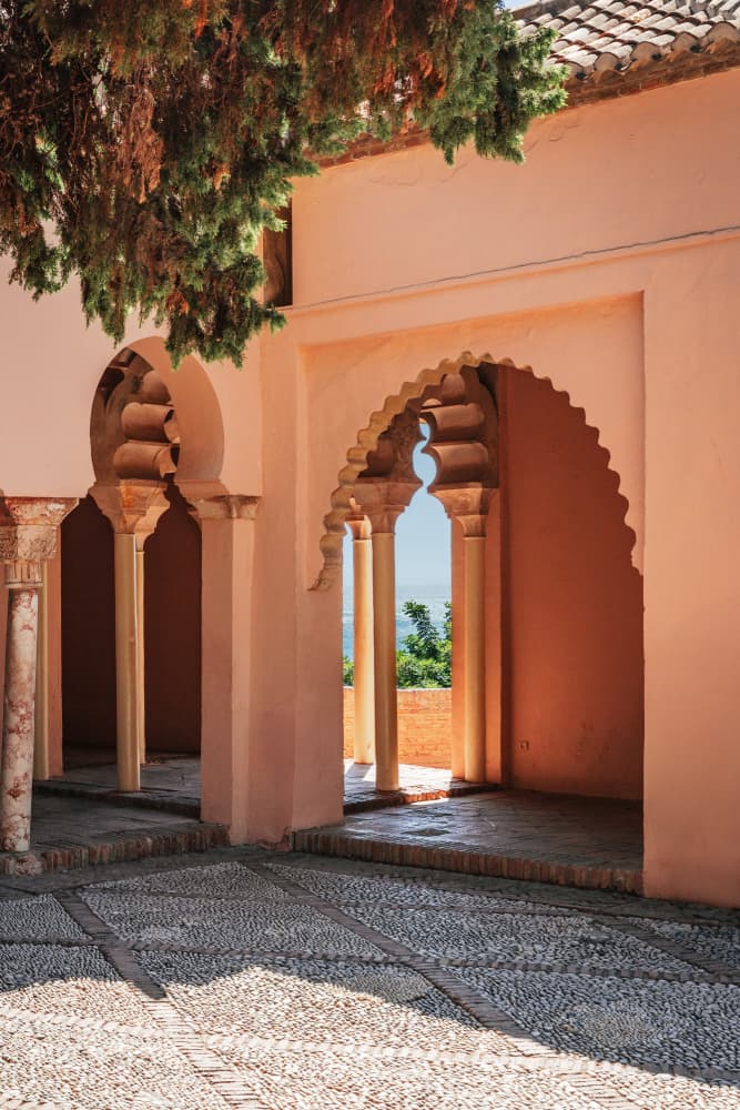 Sunny Courtyard Arches by Aimee Giles — canvas wall art