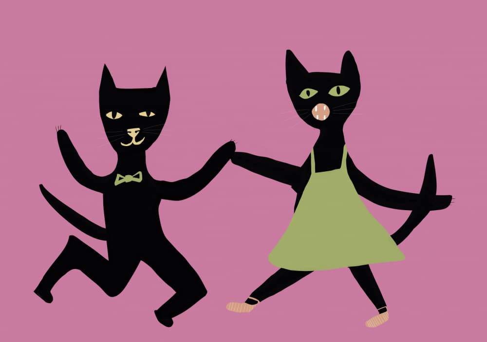 Dancing Black Cats by Sharyn Bursic — canvas wall art