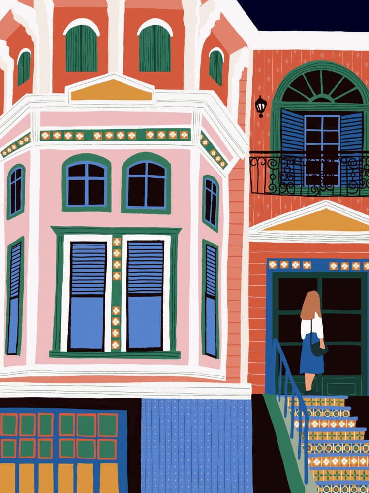 Colorful City Street by Ceyda Alasar — canvas wall art