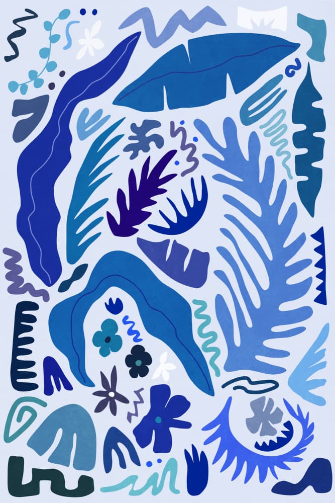 Blue Botanical Abstract by amini54 — canvas wall art