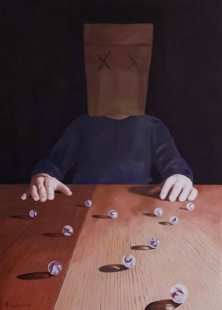 Faceless Figure and Marbles by Borgenhag Holmqvist — canvas wall art