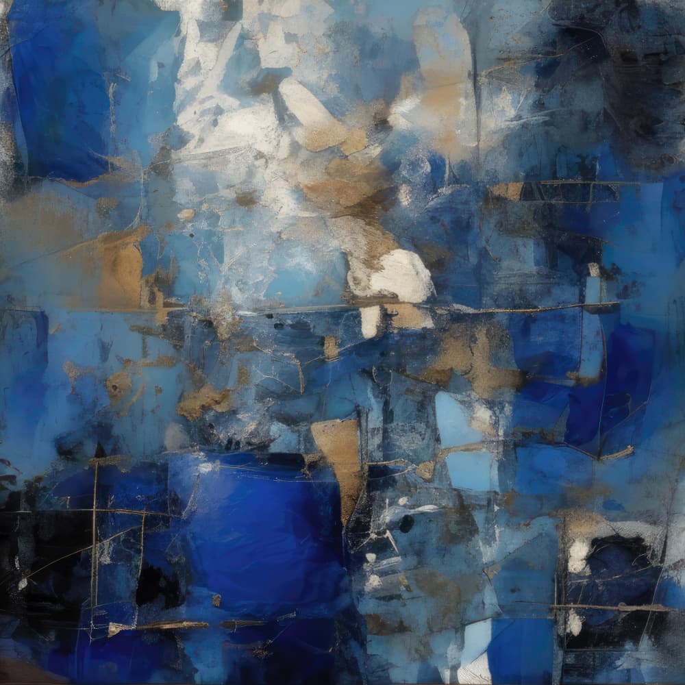 Deep Blue Gold Abstract by Alpenglow Workshop — canvas wall art