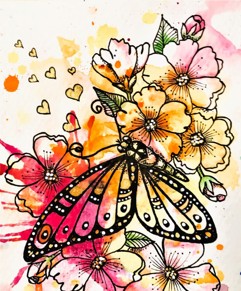 Watercolor Butterfly Bloom by Anda Bieza — canvas wall art