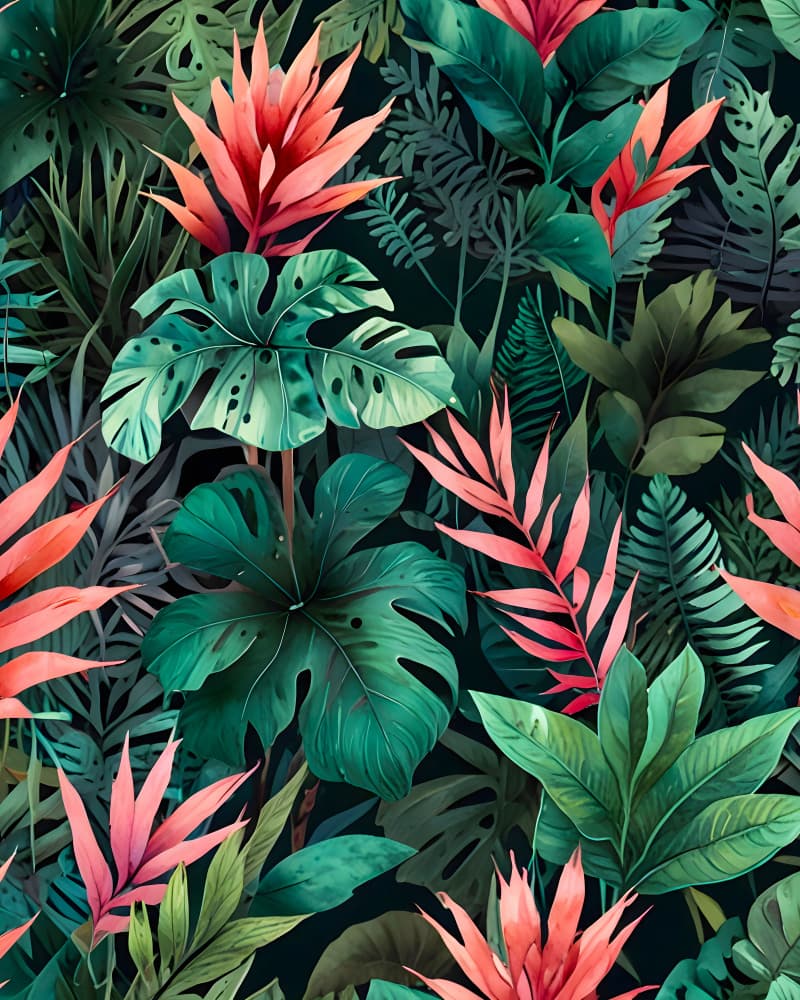 Vibrant Jungle Flora by Kintsugi99 — canvas wall art