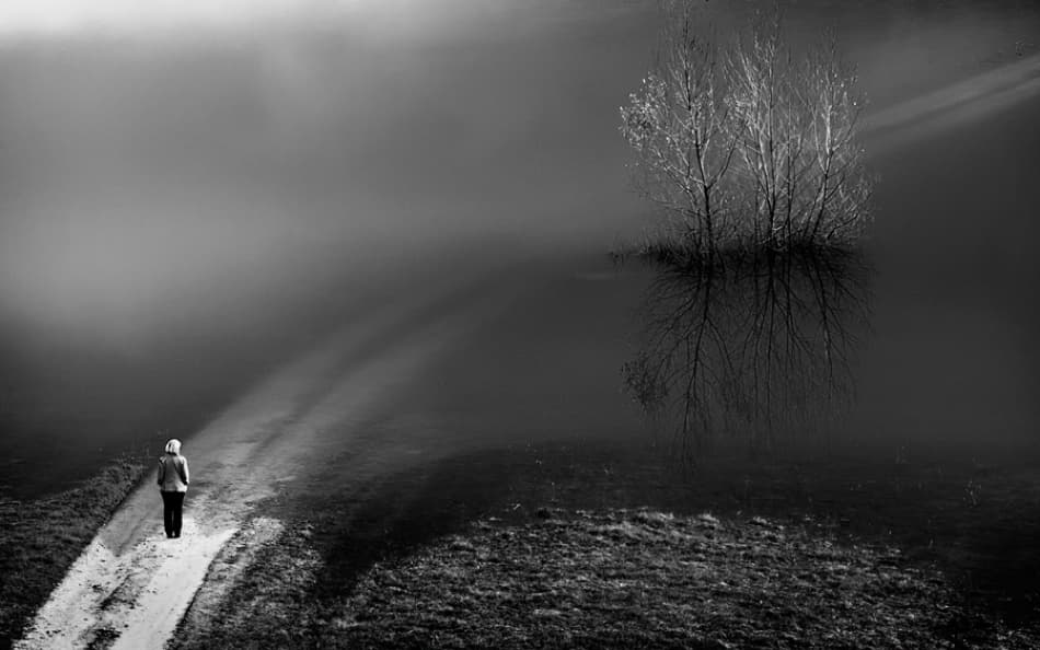 Woman on Misty Path by Izidor Gasperlin — canvas wall art