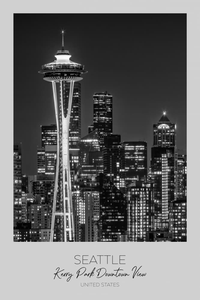 Seattle Space Needle Night by Melanie Viola — canvas wall art