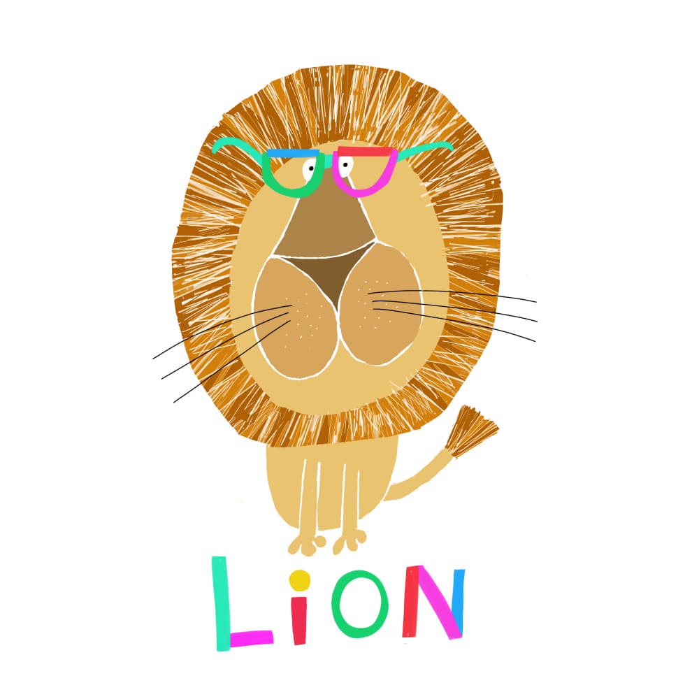 Cute Lion with Glasses by Carla Daly — canvas wall art