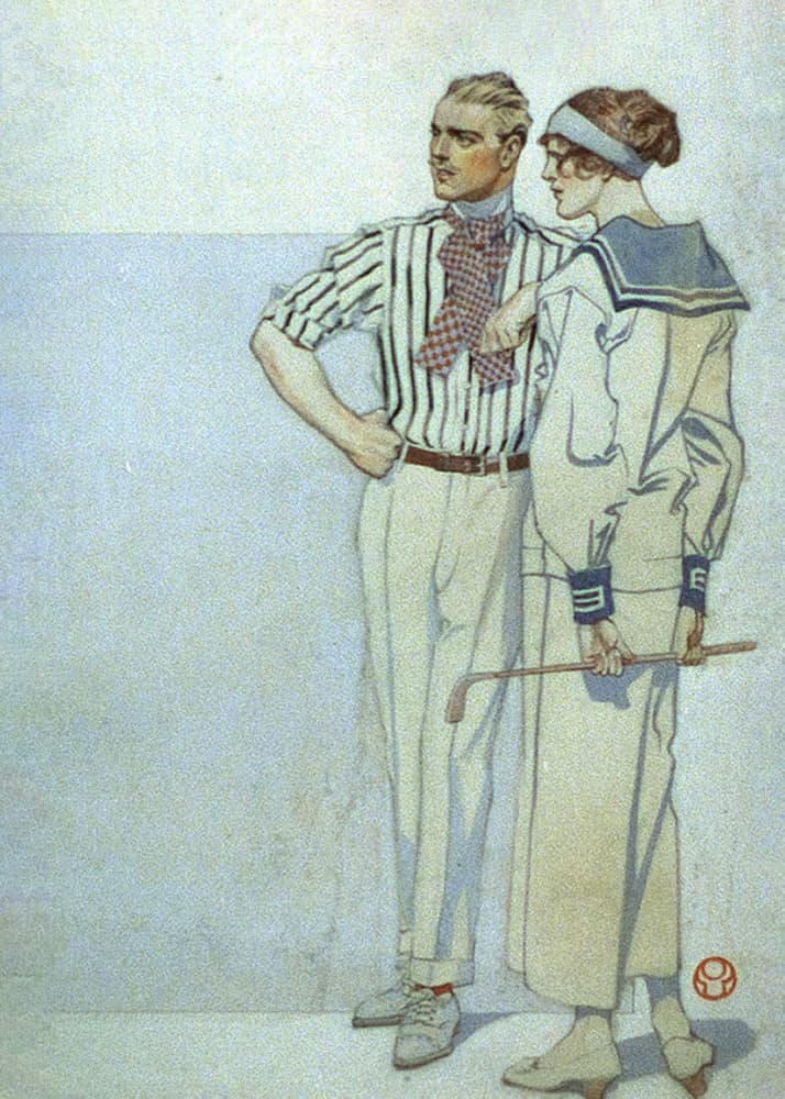 Man and Woman In Sport Clothes (1913) by Edward Penfield — canvas wall art