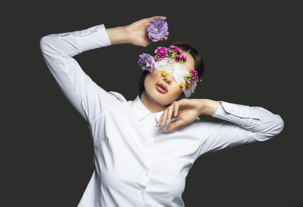 Elegant Floral Blindfold by Farid Kazamil — canvas wall art