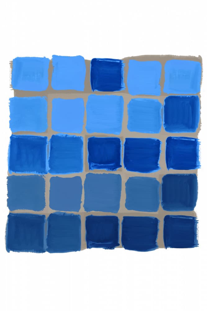 Shades of Blue Grid by cartissi — canvas wall art