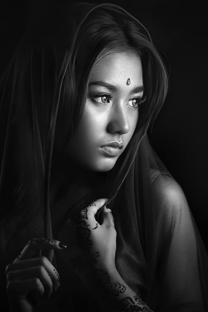 Serene Indian Portrait by Ivan Lee — canvas wall art