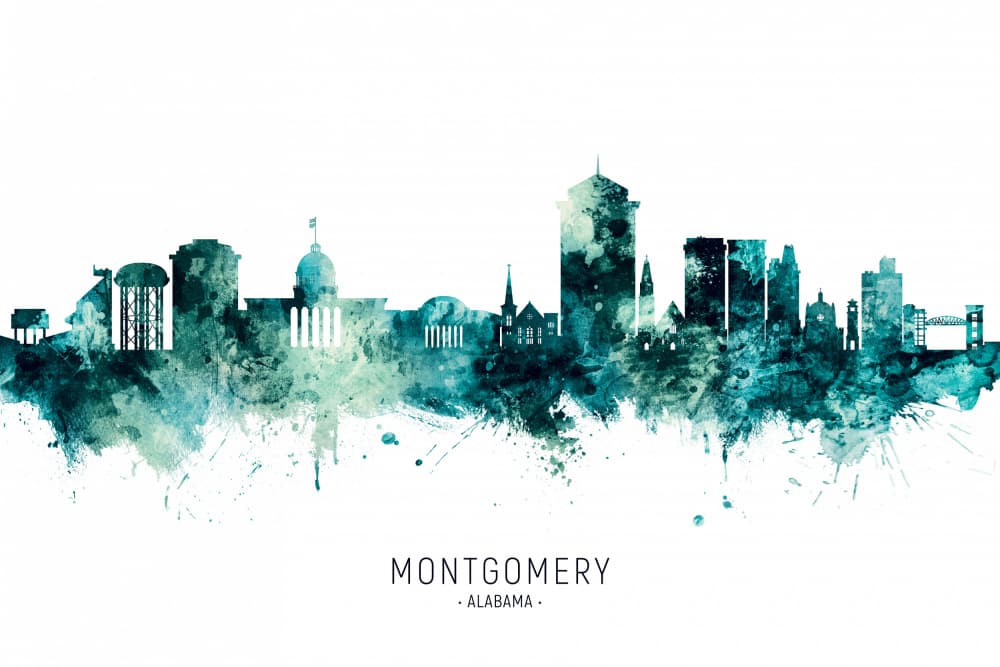 Montgomery Alabama Cityscape by Michael Tompsett — canvas wall art