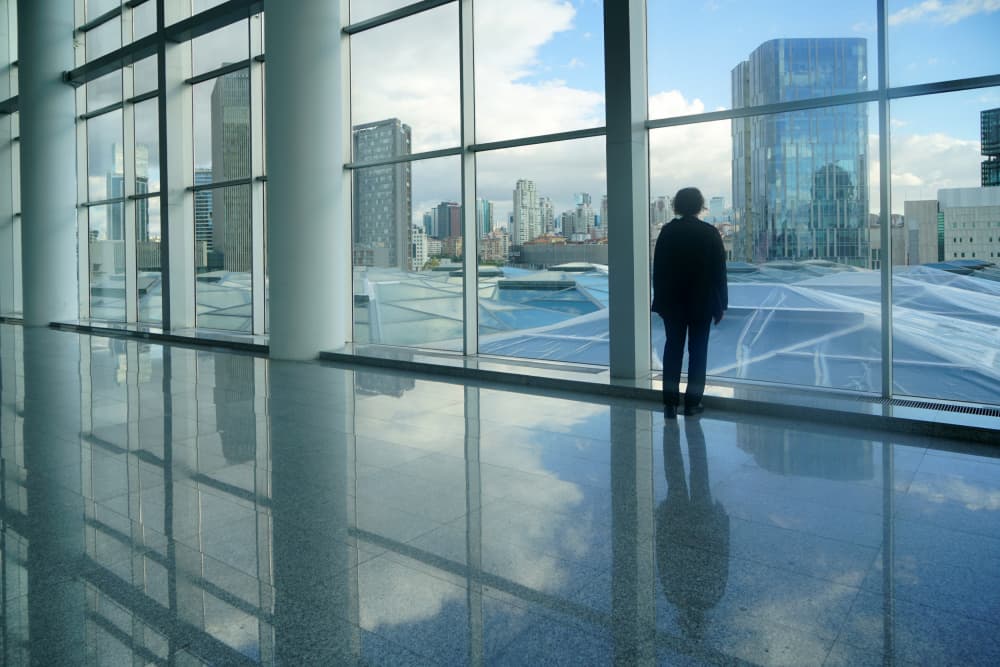 Reflective City View by Fatma GÖKMEN — canvas wall art