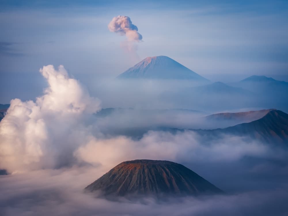 Erupting Volcanic Peaks by Liguang Huang — canvas wall art