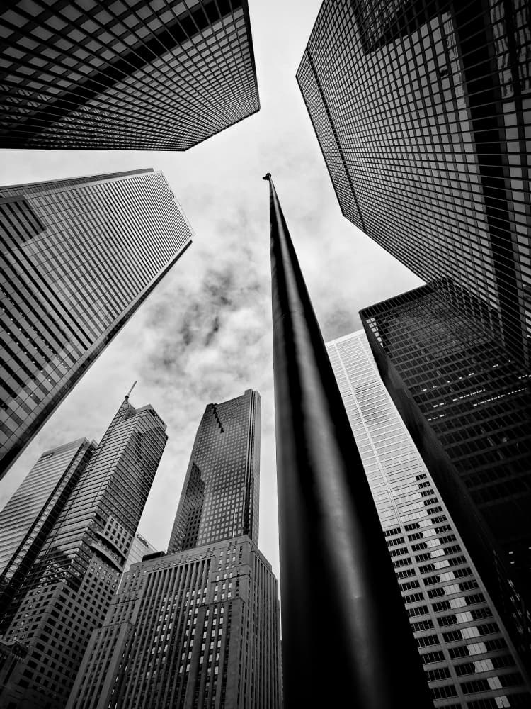 Towering City Skyscrapers by Jasmine Zhang — canvas wall art