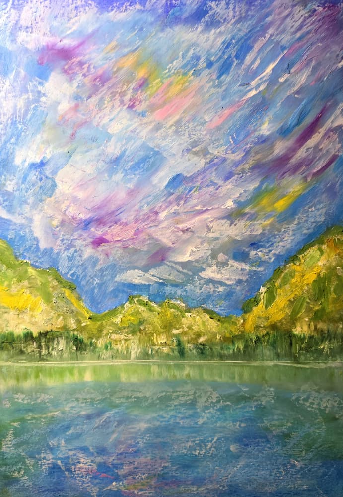 Colorful Mountain Lake by Justyna Jaszke — canvas wall art