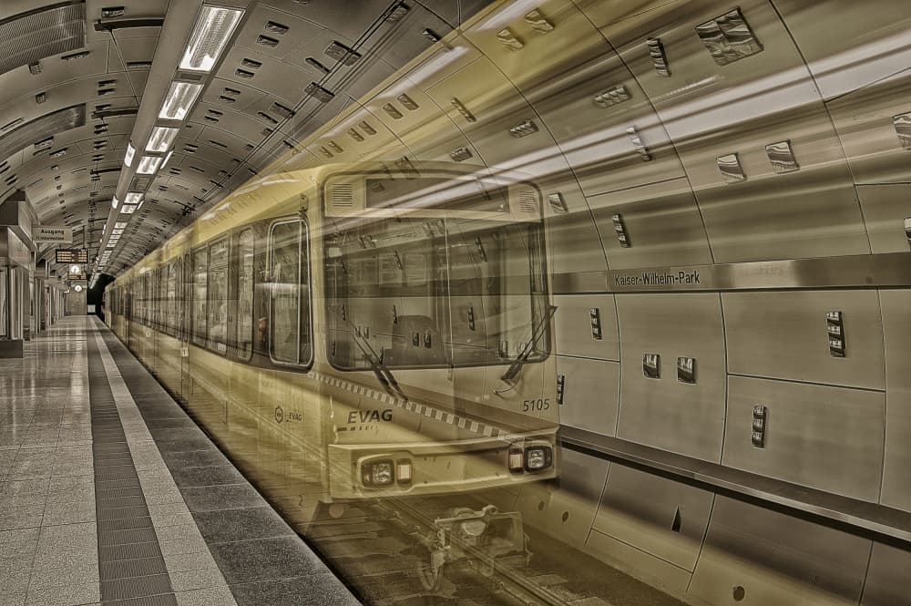 Speeding Subway Train by Rolf Lampert — canvas wall art