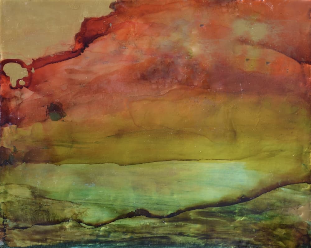 Golden Green Abstract Horizon by Natalie Avondet — canvas wall art