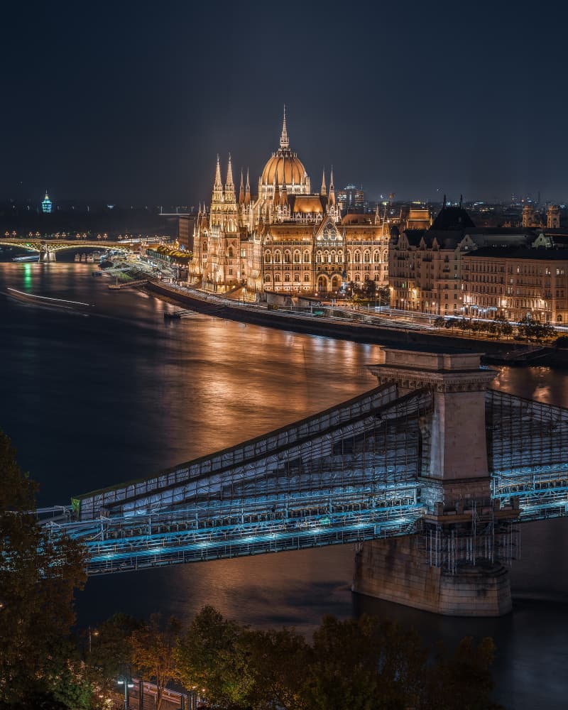 Hungarian Parliament Night Glow by Nicholas — canvas wall art