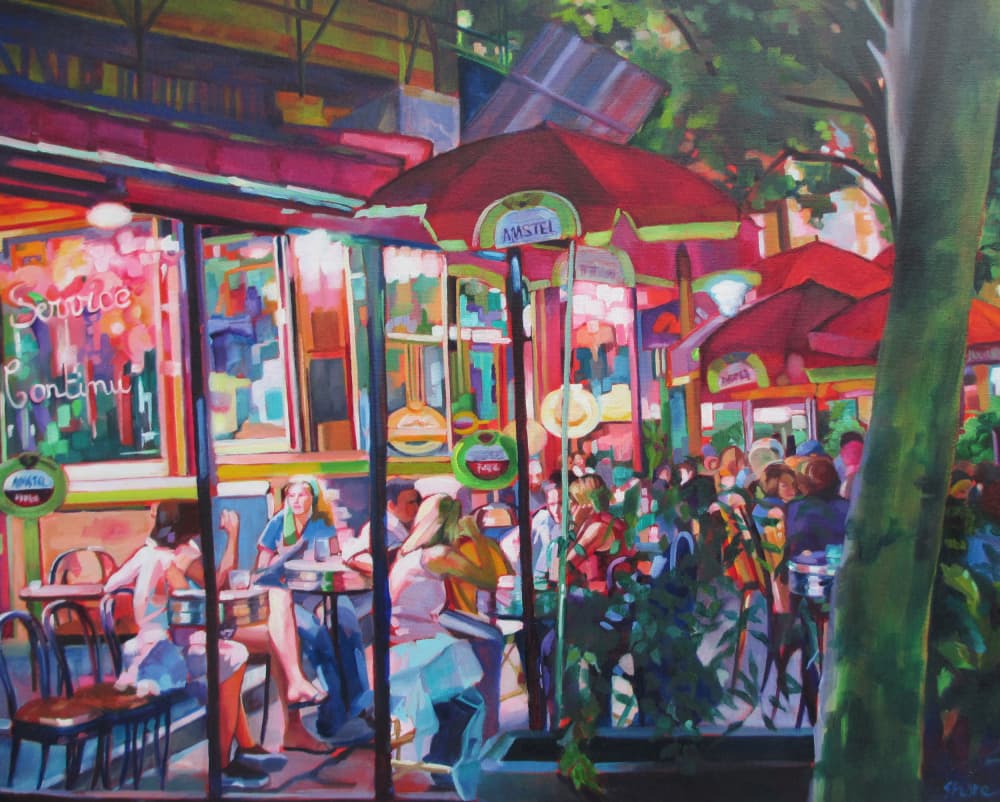 Vibrant French Cafe by Maxine Shore — canvas wall art