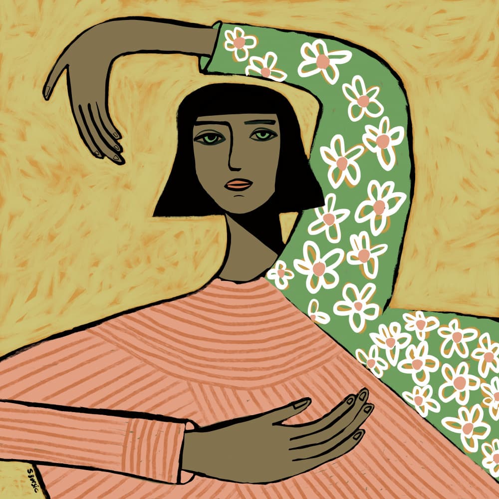 Modern Woman Self Embrace by Sharyn Bursic — canvas wall art
