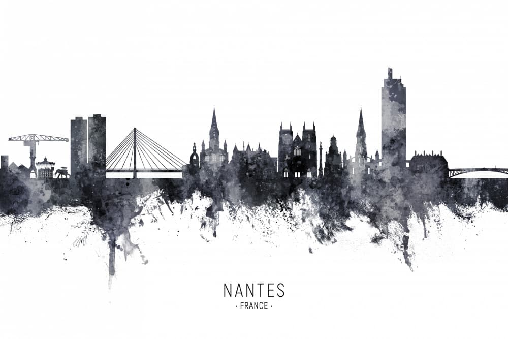 Nantes France Skyline by Michael Tompsett — canvas wall art