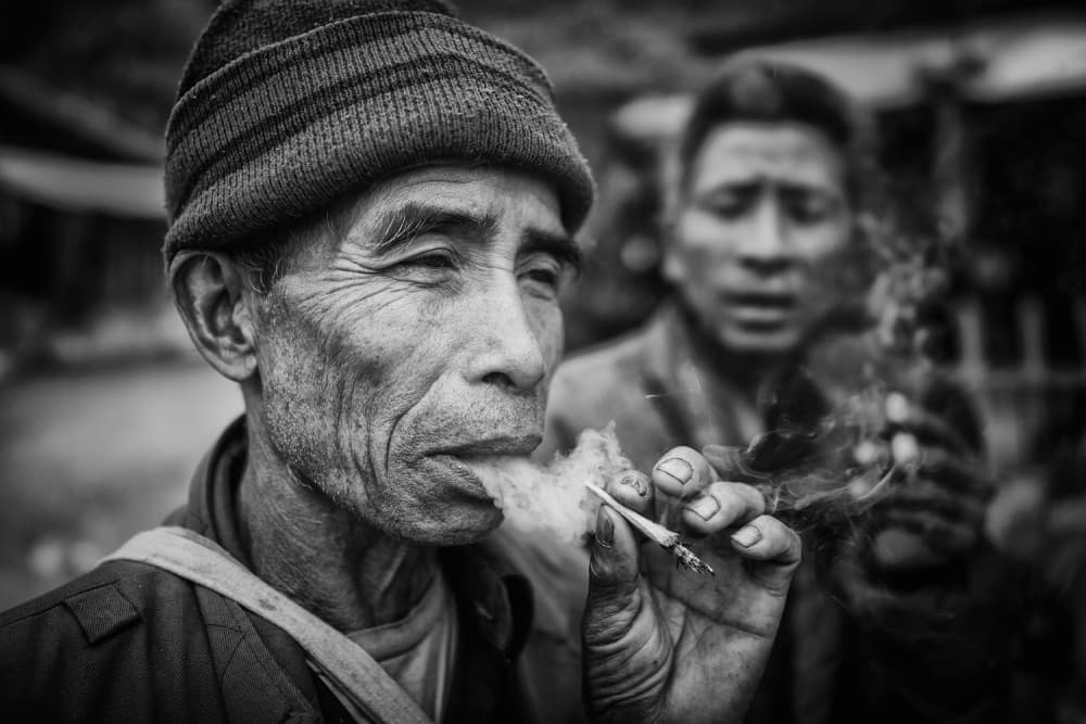 Old Man Smoking Portrait by Franz Sussbauer — canvas wall art