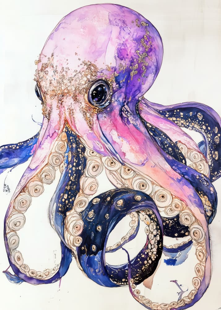 Japan Octopus sea lifeOctopus12 by Justyna Jaszke — canvas wall art