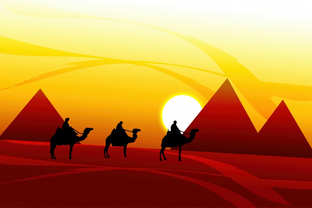 Camel Caravan Sunset by Rafal Kulik — canvas wall art