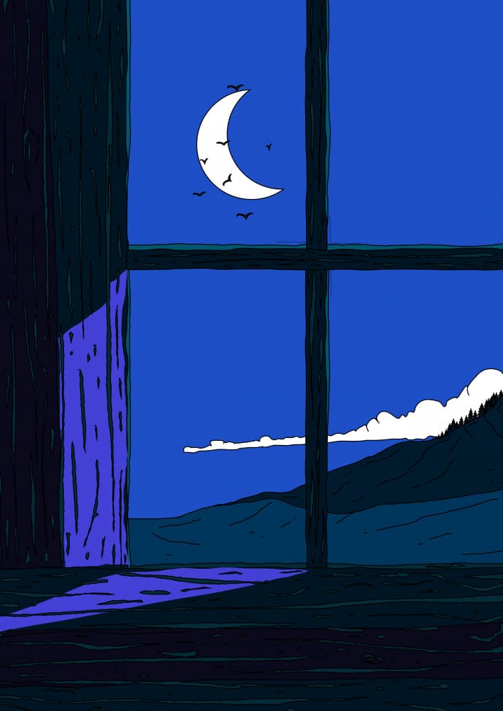 Moonlit Mountain Window by Nicholas — canvas wall art