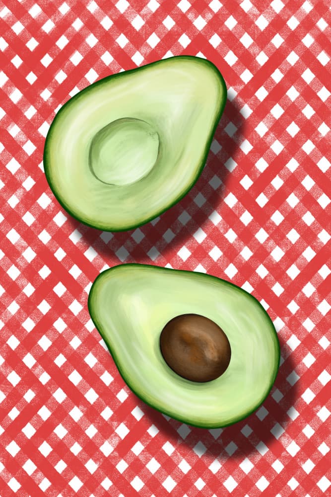 Fresh Avocado Halves by EMELIEmaria — canvas wall art