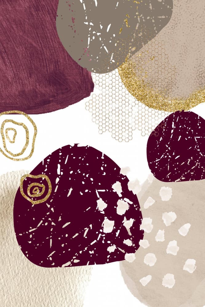 Maroon Gold Abstract Forms by Sally Ann Moss — canvas wall art