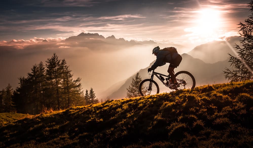 Mountain Biking Golden Hour by Sandi Bertoncelj — canvas wall art