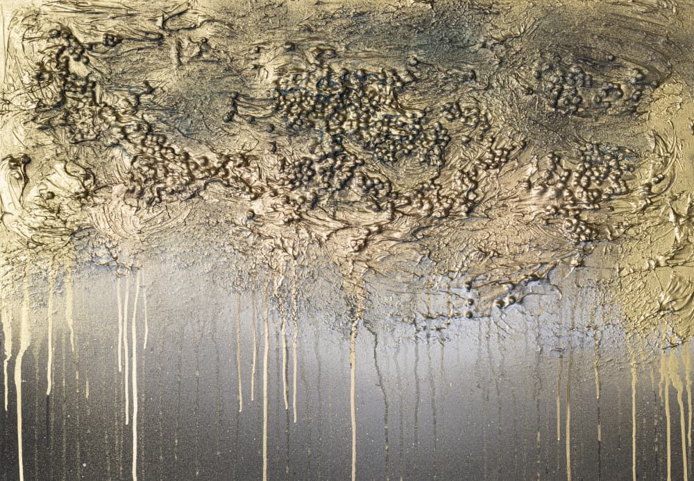 Golden Textured Flow by Anete Purina-Purite — canvas wall art