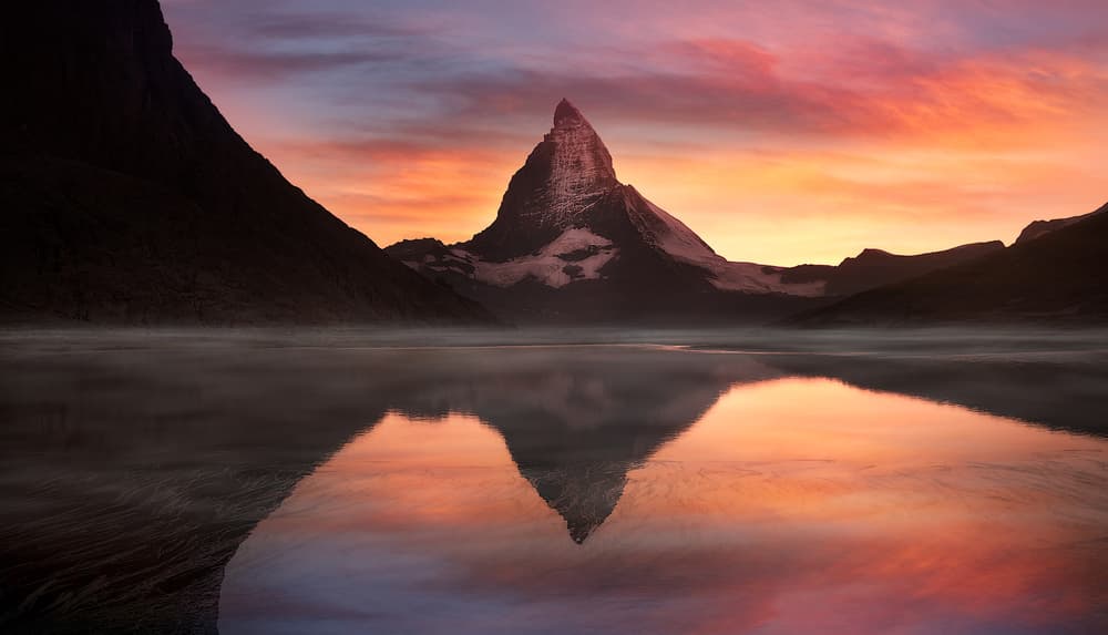 Matterhorn Mountain Sunset Reflection by Lior Yaakobi — canvas wall art